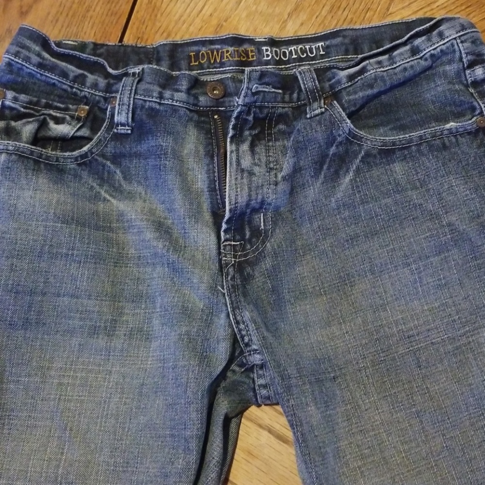 Buckle low rise bootcut jeans